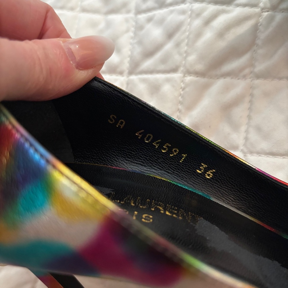 Saint Laurent Multicolor Iridescent Pointed Toe Pumps - Picture 5 of 11